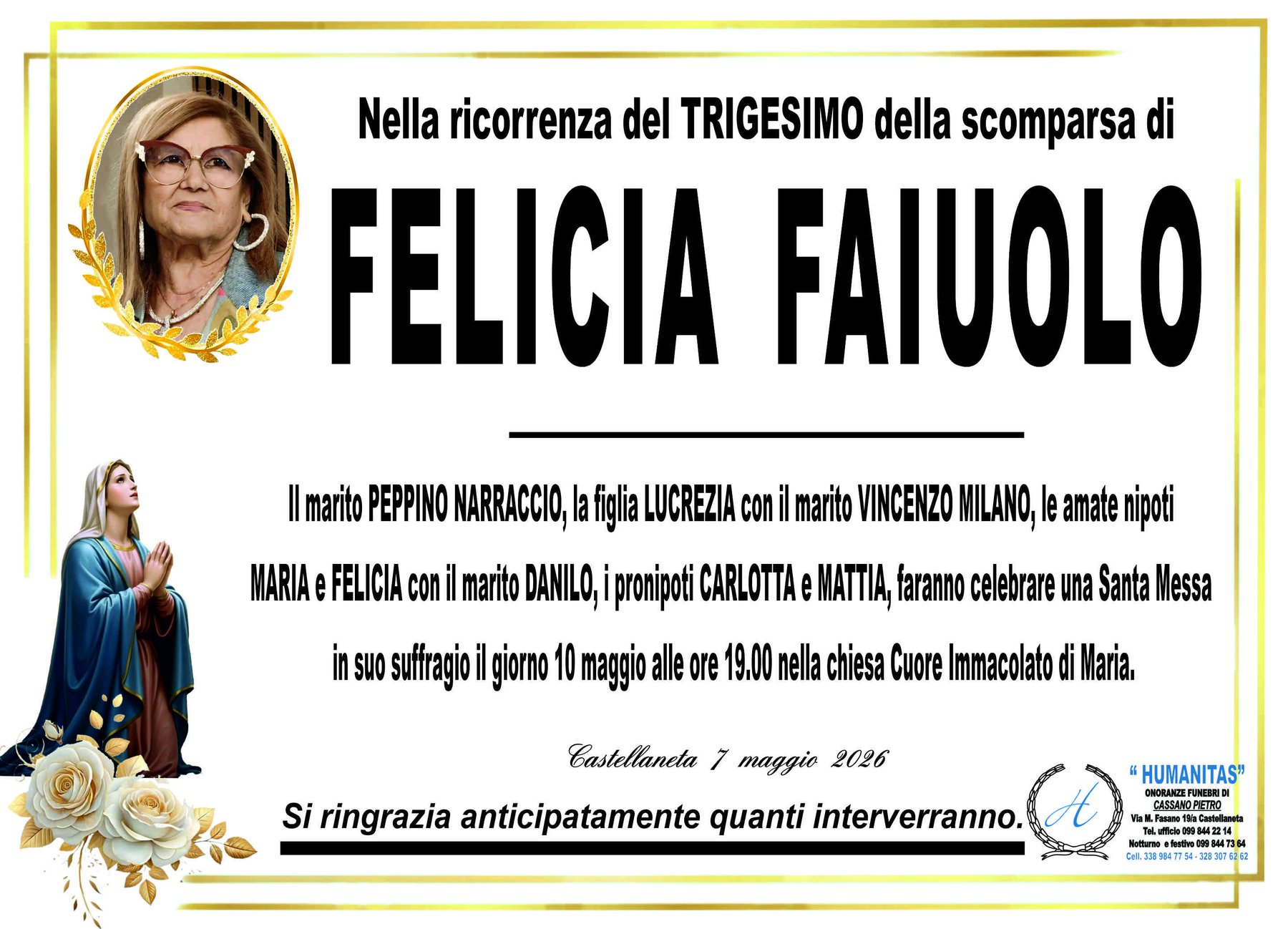 Manifesto di Felicia Faiuolo