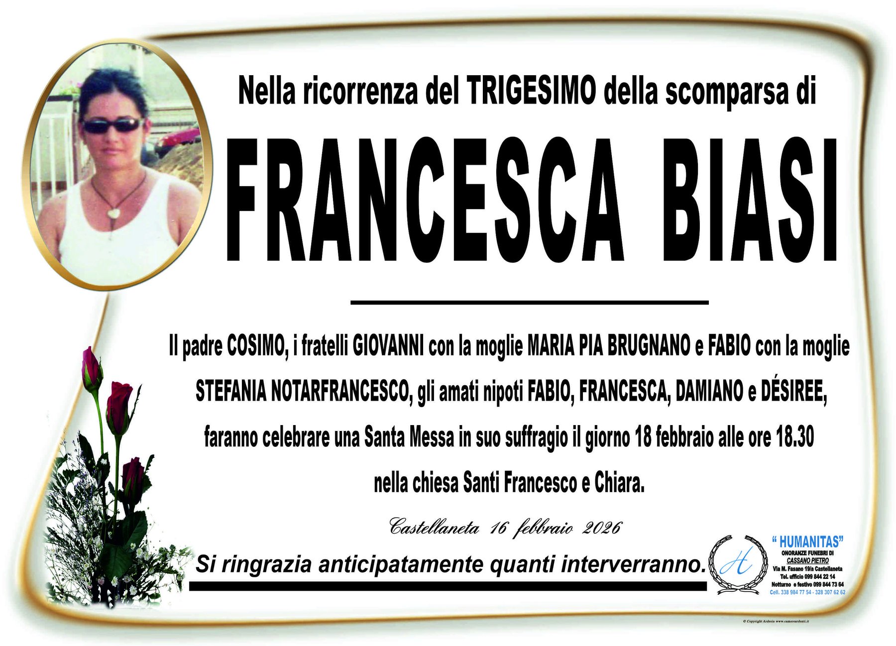 Manifesto di Francesca Biasi