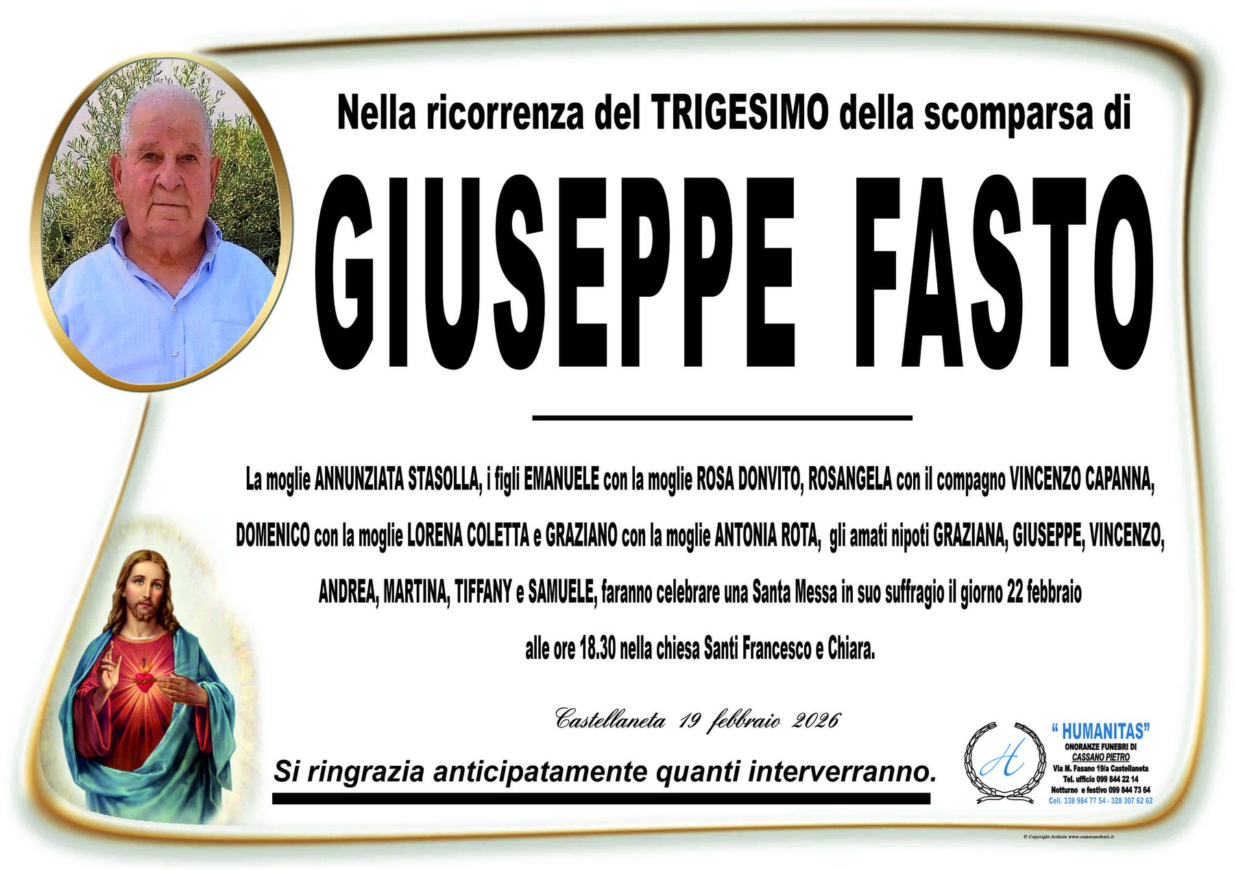 Manifesto di Giuseppe Fasto