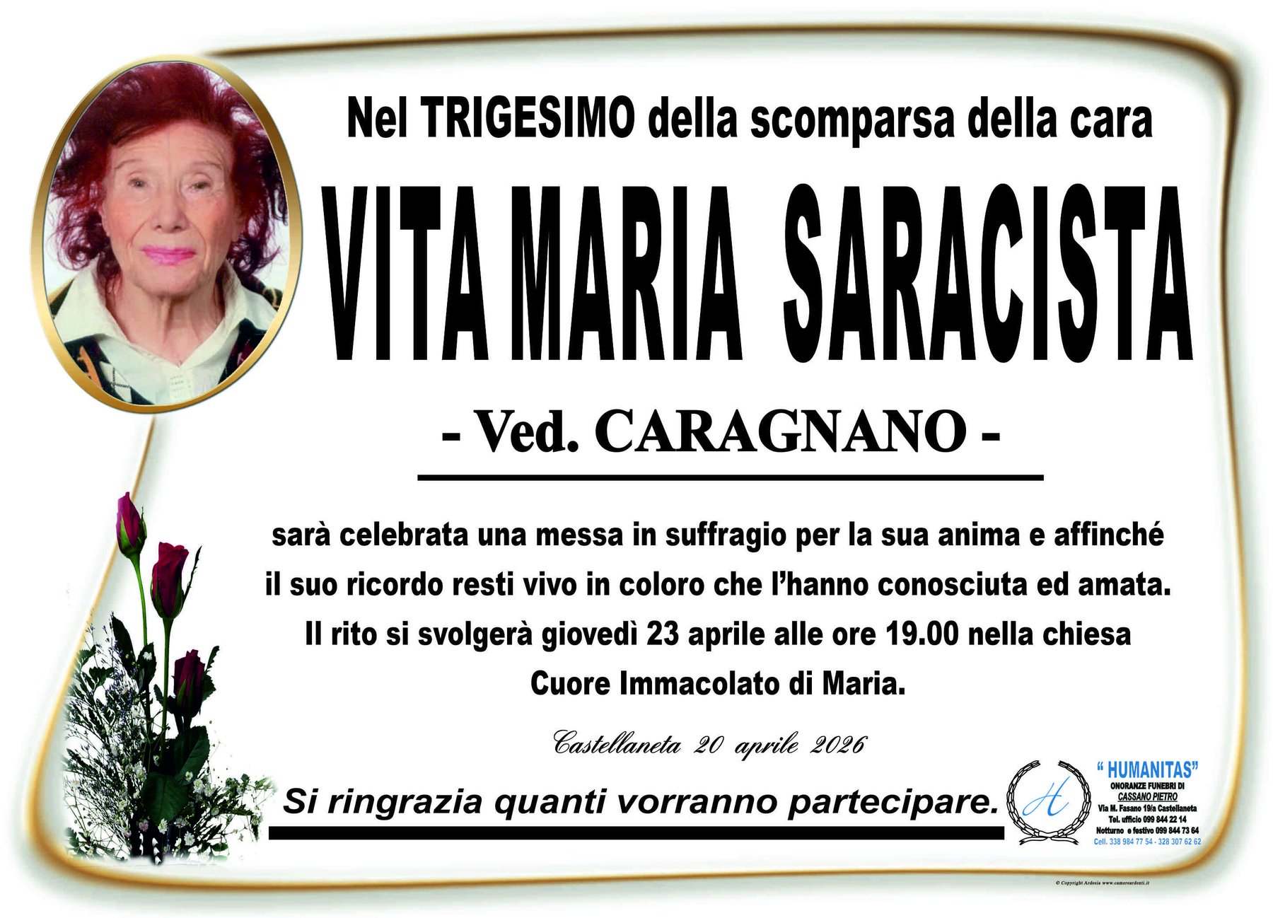 Manifesto di Vita Maria Saracista
