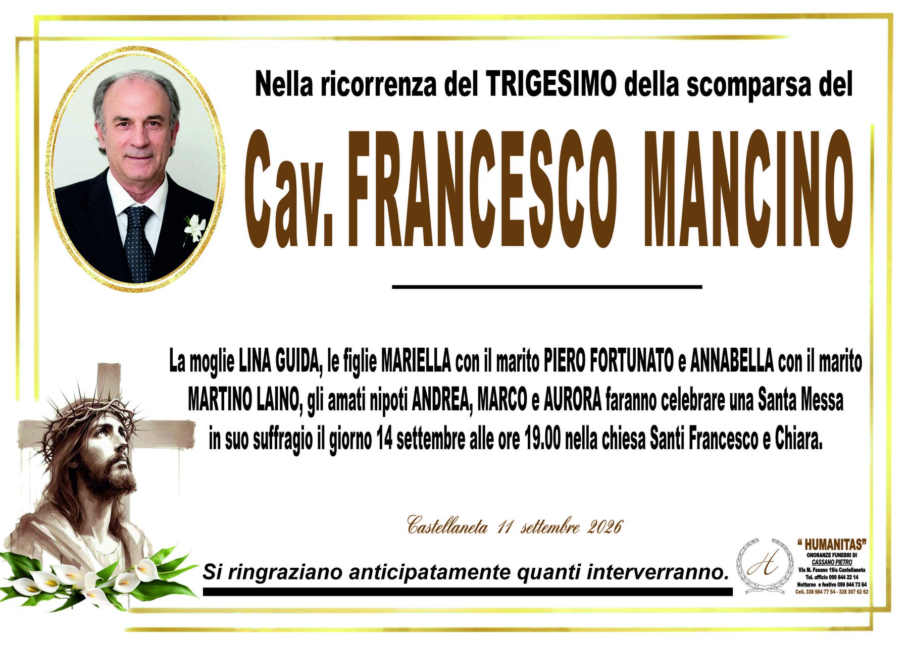 Manifesto di Cav. Francesco Mancino
