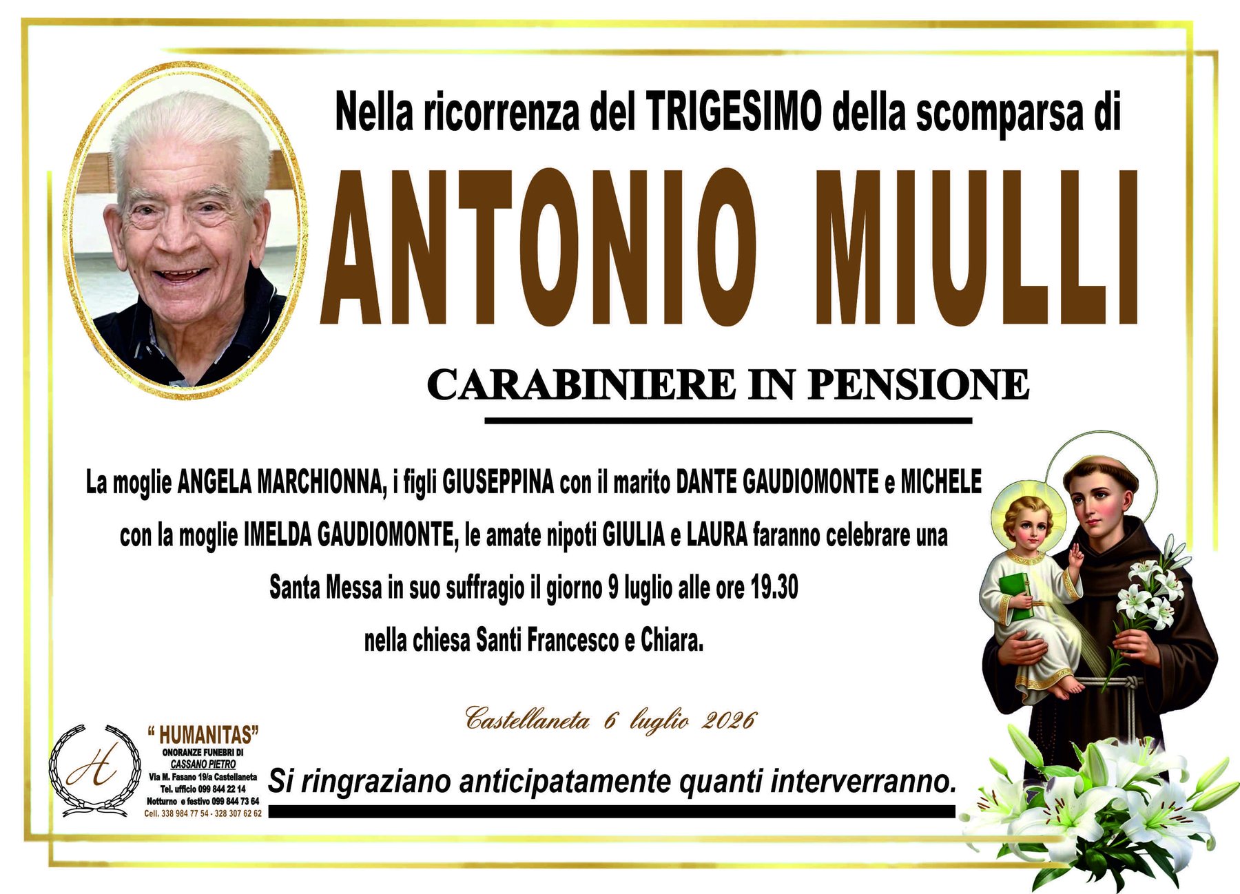 Manifesto di Antonio Miulli